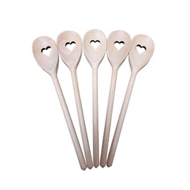 5 x Wooden Spoons Wooden Spoon Spatula Baking Tasting Cooking Heart Love 30 cm