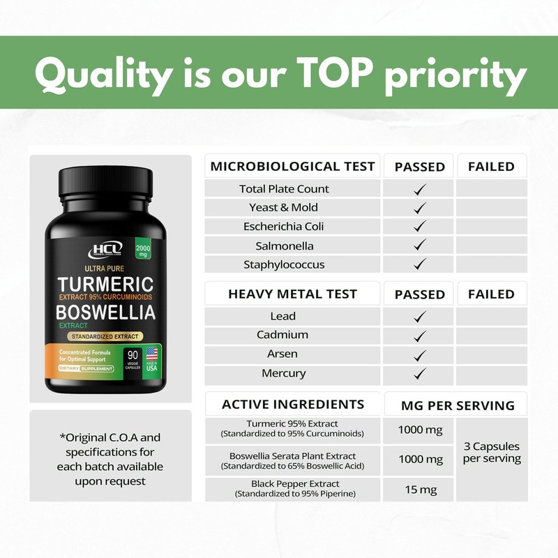 Turmeric Boswellia Extract Supplement 2000 mg – Extra Strength Boswellia