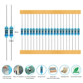 SDATEKIT 156 Values 3120 Pcs Metal Film Resistor Assortment (20 Pcs of Each Value), 1/4W, 1 Ohm to 10M Ohm, 1% Tolerance
