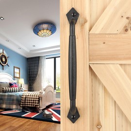 Eumtenr Sliding Rustic Barn Door Handles, 12 Inch Heavy Duty Large Design Barn Door Pull, for DIY Sliding Barn Door, Gate, Shed, Garage | Round Solid Metal Material, Matte Black