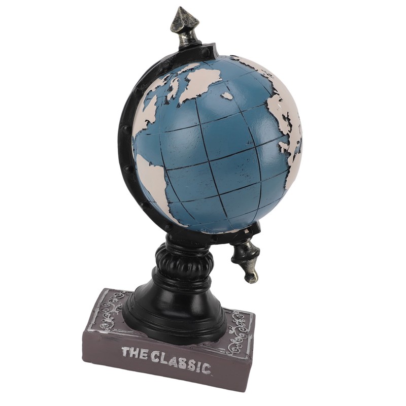 Globe Clock Decorative Desk Ornament Resin World Map Clock with