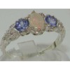 Ladies Solid Sterling Silver Natural Opal & Tanzanite English Victorian