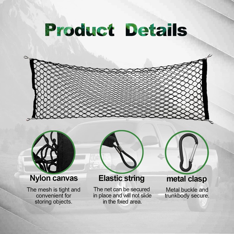Cargo Net for Pickup Truck Bed, Elastic Mesh Net Organizer
