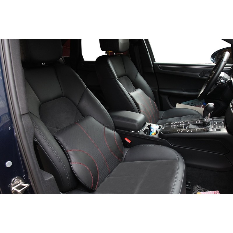 Aukee Lumbar Support for Car, Genuine Leather Memory Foam Pillow