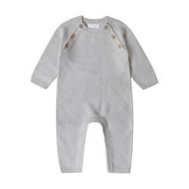 Stellou & friends Jumpsuit for Babies & Toddlers, Wool Suit, Baby Clothing Made of 100% Cotton, Winter Jumpsuit, One-Piece with Buttons in Wood Look and Slanted Raglan Sleeves, Oeko-Tex 100 Certified,