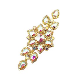 2 Pieces Gold AB Crystal Applique Rhinestone Patch Garment Applique Rhinestone Iron on Patch LSAP006