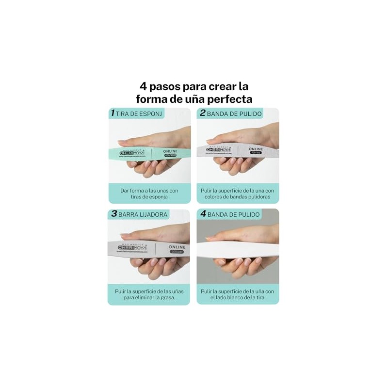 Cherimoya 6 Piezas Profesional Limas para Uñas Naturales o Acrílicas