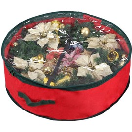 Ram® Premium Luxury Red Christmas Xmas Wreath Storage Bag Decoration Case With Clear Zip