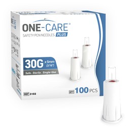 ONE-CARE Plus Safety Pen Tips 30G x 5mm, Comfort, Universal Design, Box of 100