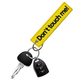 Don't Touch Me! Phrase Funny Joke Humor Apathy Apathetic Snarky Attitude Zing Insult Feminist Stay Away Keep Distance Leave Me Alone Loner Keychain Key Tag Chain Fob Ring