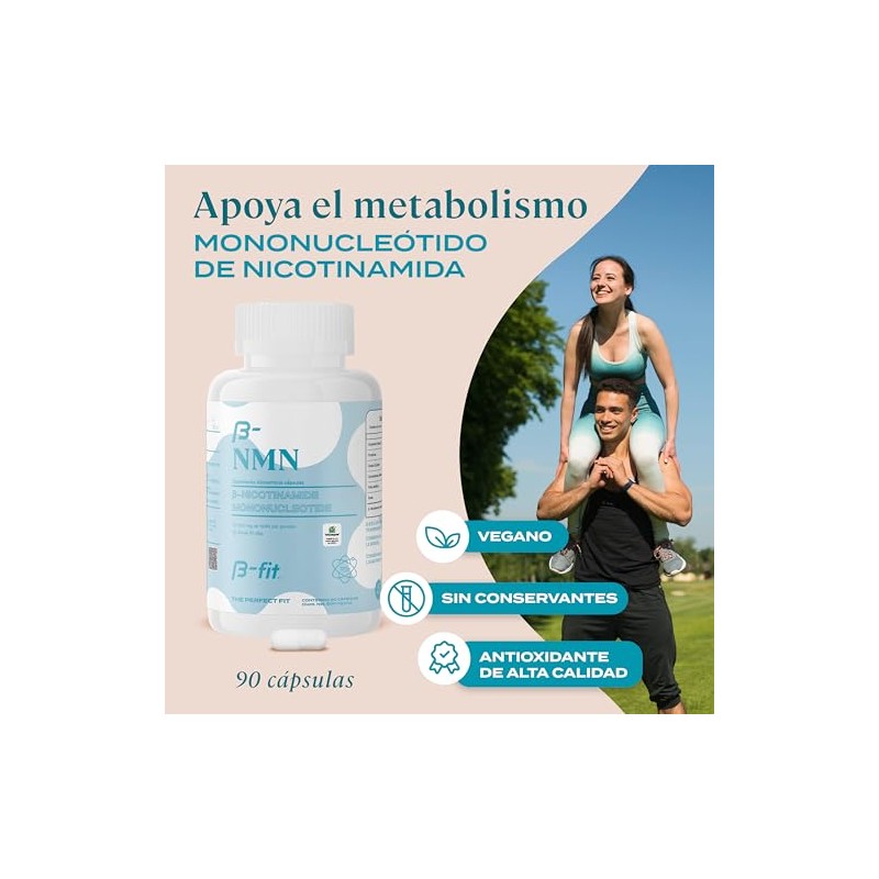 B-FIT NMN 500mg - B-Nicotinamide Mononucleotide - 90 Cápsulas Veganas