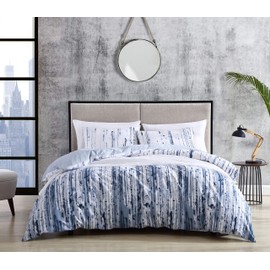 City Scene - Queen Duvet Cover Set, Reversible Cotton Bedding with Matching Shams, Modern Home Decor (Sokal Blue, Queen)