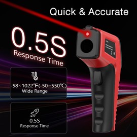 ORIA Infrared Thermometer Gun, Laser Thermometer, -50°C to -550°C Infrared Thermometer with ℃/℉ Switch, Adjustable Emissivity, Color Display - for Cooking, Car Repair, Food, Oven, Not for Humans