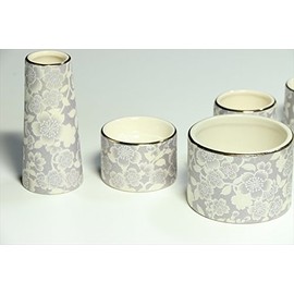 やまこう 仏具 仏具セット ■ 花柄 5点セット ミニ 藤 モダン 家具調 仏壇 お供え■香炉灰付 お盆 お彼岸 お墓参り 供養