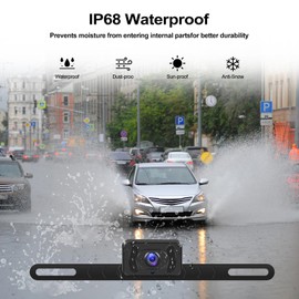 CAMECHO Wireless Reversing Camera Kit 4.3" IPS Reverse Camera Monitor AHD IP69 Waterproof Night Vision License Plate Rear View Camera for Cars RVs Pickups Vans Trucks Trailers Motorhomes Campers