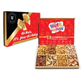 Luxurious Treats Nuts Gift Basket, Happy Birthday Nut Gifts Gourmet Collection Box Mixed Cravings Platter Tray Sampler Assortment Mix for Men Women