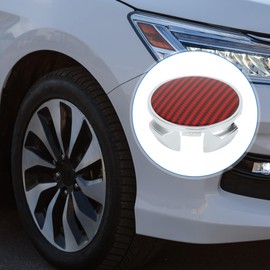 VekAuto 1Pc Wheel Center Caps Hub Caps Rim Center Caps OD: 62mm/2.44" Universal Plastic Silver Tone for Toyota for Honda with Red Carbon Fiber Pattern Sticker
