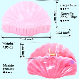Seashell Hair Claw Clip for Women, Beach Wedding Hair Accessories, Summer hair clips Non-Slip Shell Design (Bright color series)