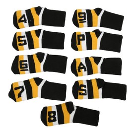 VGEBY 9pcs Knitted Iron Head Covers, Golfs Head Cover Set with Numbers Head Knit Sock Sleeve (Black)