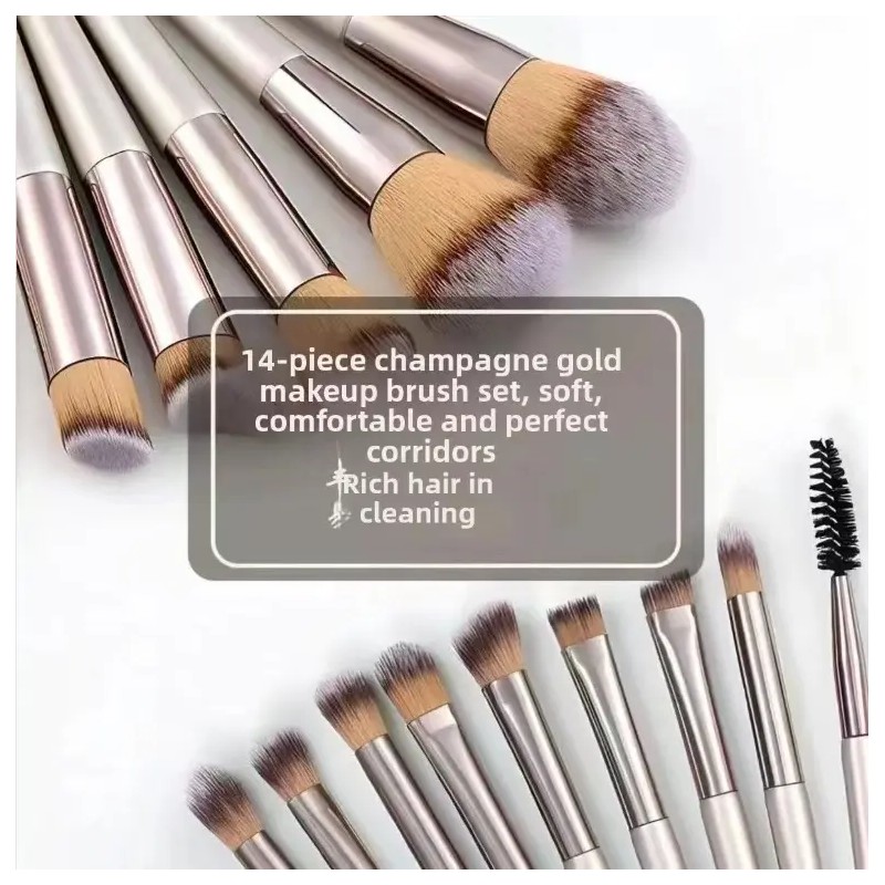 Brochas Velvoss 14 Piezas Cepillo Maquillaje Color Champán