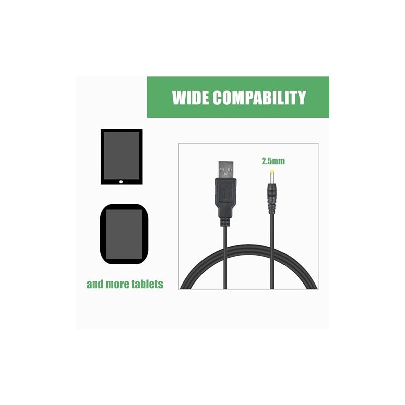 FITE ON USB DC Power Adapter Charger Cable Cord Compatible