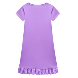 MSSmile-FANKID Little Girls Sprunki Push Dress Little Kids Music Adventure Cartoon Printed Costume(7-8Y/140cm,Purple)