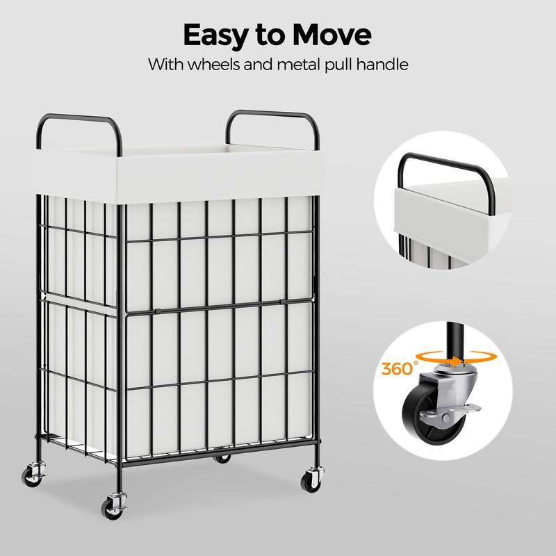 Laundry Hamper with Wheels, 90L Laundry Basket with Handle, Laundry