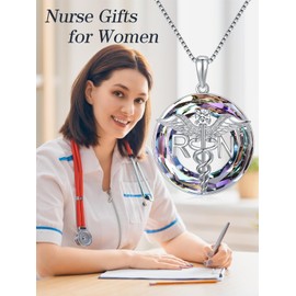 WINNICACA Nurse Christmas Gifts for Women Sterling Silver RN Angel Wings Caduceus Pendant with Crystal Nursing Theme Jewelry Graduation Gifts for Nurses Female Doctor Student RN Nurses Day Birthday