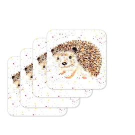 Coaster Hedgehog British Wildlife Hand Painted Animals Coasters Watercolour Art Gift Work Office Dining Tea coffee (4)