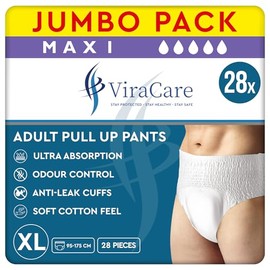 28 x Incontinence Maxi Pants Women and Men | Adult Pull Ups Extra Large | Adult Nappies | Maxi Absorbency and Odour Free | Adults Pants | Waist Size X Large 95-175 cm | (X Large)