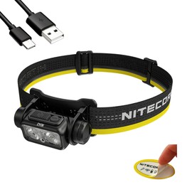 Nitecore NU43 Rechargeable Headlamp, 1400 lumens USB-C Bright Lightweight for Camping, Running, or Working, with Spotlight, Floodlight, Red Light, Including NitecoreS Sticker