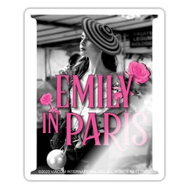 Spreadshirt Emily In Paris Emily With Roses Black White Sticker 10 x 10 cm Glossy White