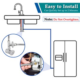 Refrigerator Ice Maker Water Line Kit - 18' Braided Stainless Steel Fridge Water Line with 1/4" Compression Fittings Pex Tubing Core and Water Splitter