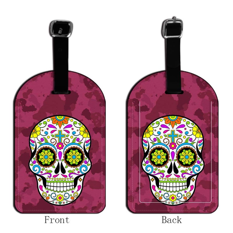 Nicokee Sugar Skull Suitcase Bag ID Luggage Tag Set Bag