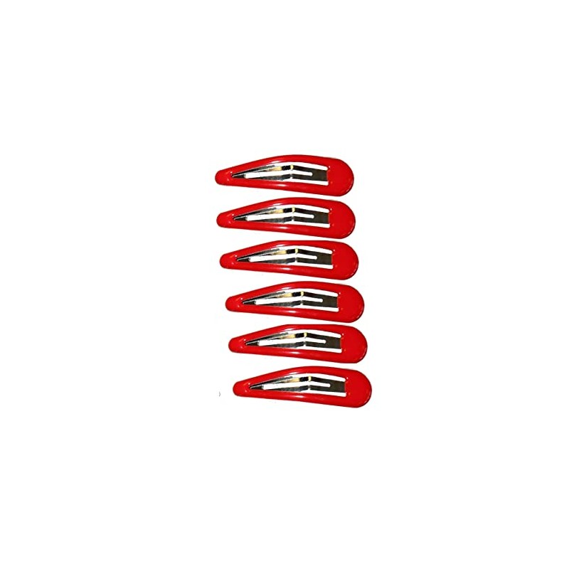 6 x 5cm Plain Red Bendies Sleepies Snap Clips Hair