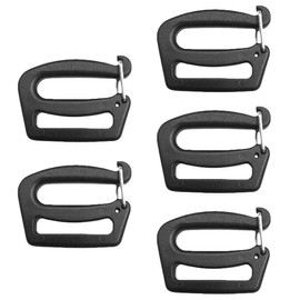 JEYORZY Pack of 5 Adjustable Buckles Webbing, Plastic Buckles, Bridge Buckle, Clamp Buckle for Backpack, Suitcase, Luggage, Strap, Backpack, Repair Tools, black