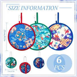 Namalu 6 Pieces Japanese Style Foldable Fan Round Folding Hand Fan Summer Festival Handheld Folding Fan Portable Beautiful Patterns Japanese Fan for Wedding Party Home Decor Personal Decoration