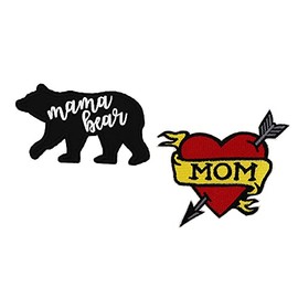 Mama Bear Mom Heart Tattoo Embroidered Iron On Patches