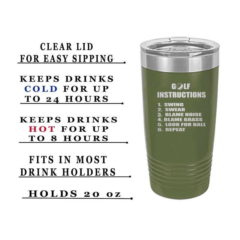 Rogue River Tactical Funny Golf Instructions 20 Oz. Travel Tumbler