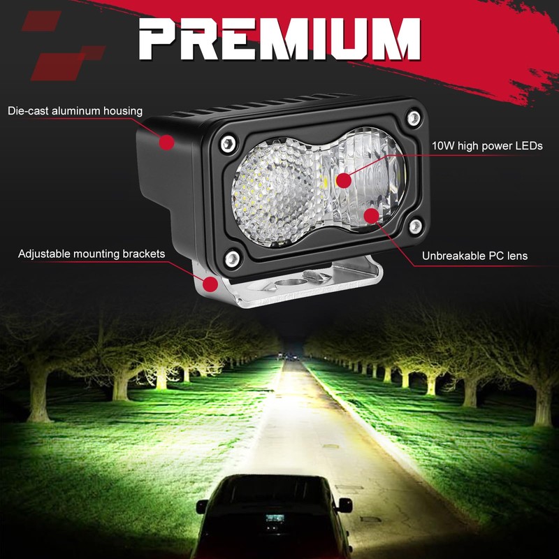 OFFROADTOWN 3 Inch LED Pods 40W Driving Light Bar Off