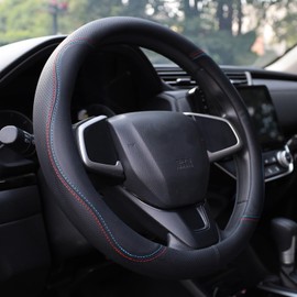 XHRING Car Steering Wheel Cover for Honda Civic Accord CRV HRV Pilot Passport Odyssey Element Insight Fit Ridgeline Clarity City LX EX EXL Si Hatchback Sport Hybrid Touring Accessories, 2024 Leather