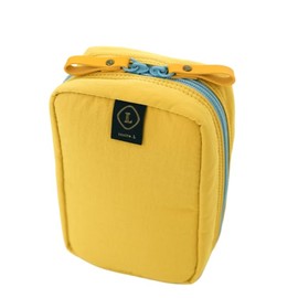 Invite.L Medium Size Stand Up Cosmetic Bag Organized Pockets Wide Open Organizer for Makeup Work Essentials Pouch Toiletry Elegant Korean Beauty Storage (Mustard Yellow)