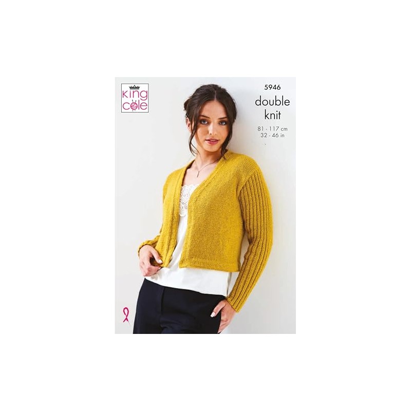 King Cole 5946 Knitting Pattern Womens Cropped Jacket and Tank