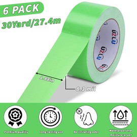 UZLU 6 Pack Green Duct Tape Bulk Heavy Duty,1.88 Inches x 30 Yards,Strong Industrial Strength,Flexible,No Residue,Waterproof and Tear by Hand,Multi-Use for Indoor & Outdoor Repairs