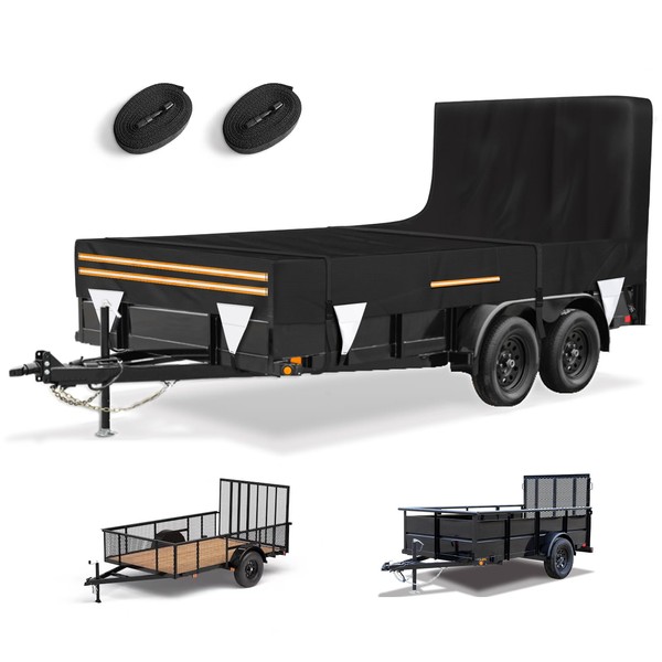 7 x 14 Windproof Utility Trailer Cover, 600D Waterproof Heavy