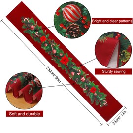 SOMYTING Christmas Table Runner 13 x 90 Inch Red Linen Christmas Table Runners with Red Flower Christmas Tree Bells Dinner Table Christmas Decorations for Xmas Table Centrepiece Christmas Decorations