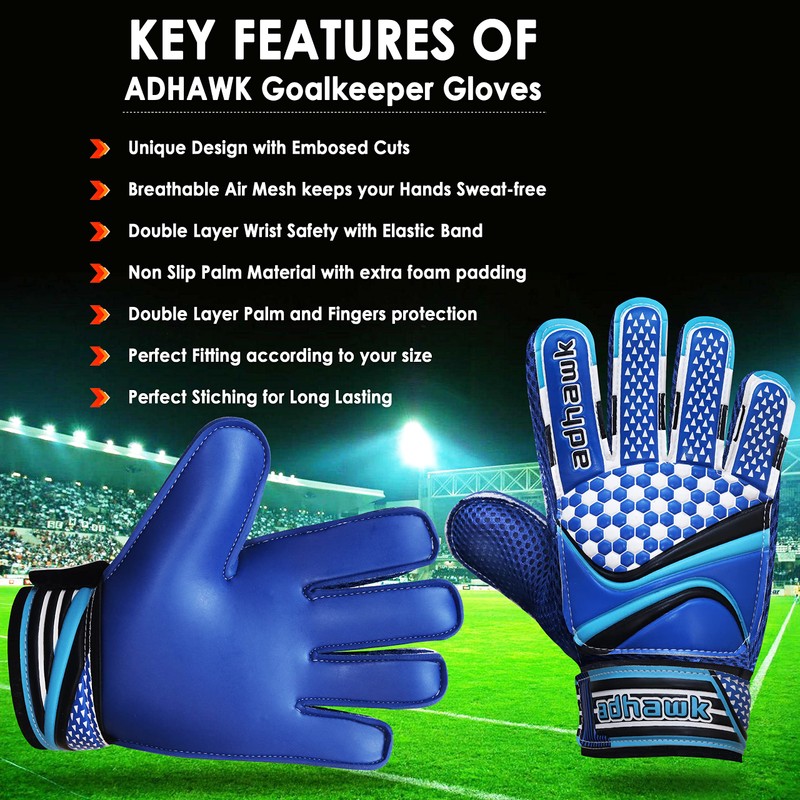Adhawk Goalkeeper Gloves for Kids & Adult, Football Training Goalie