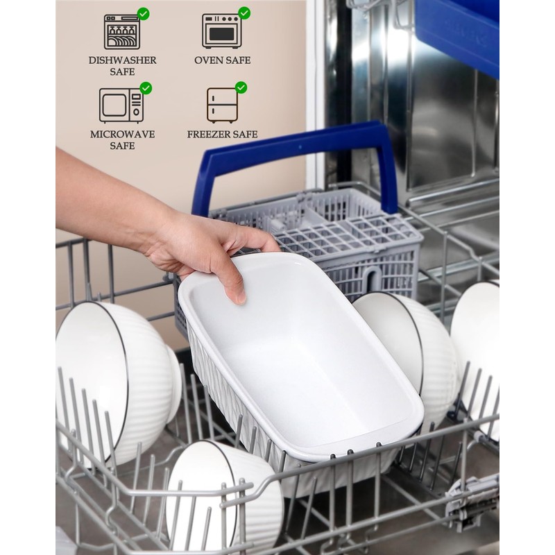 NUTRIUPS 9 x 6 Inch Rectangular Ceramic Loaf Pan for