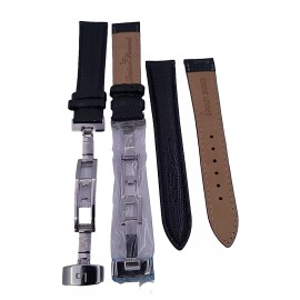 Lucien Piccard Genuine 18mm Lizard Black Leather Deployment Strap Band Lucien Piccard Design