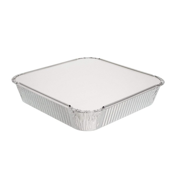 Pack of 10 Square Aluminum Container Pans with Lids ~